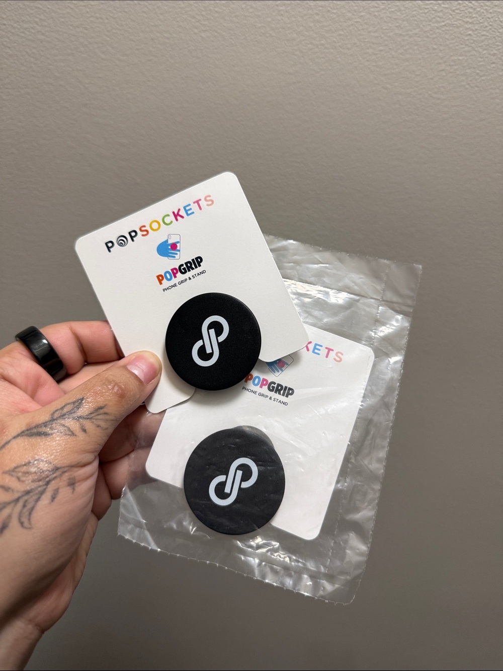 PopSocket PopGrip Black with White Logo